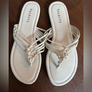 EUC Talbots Women's White Braided Sandals SZ 9